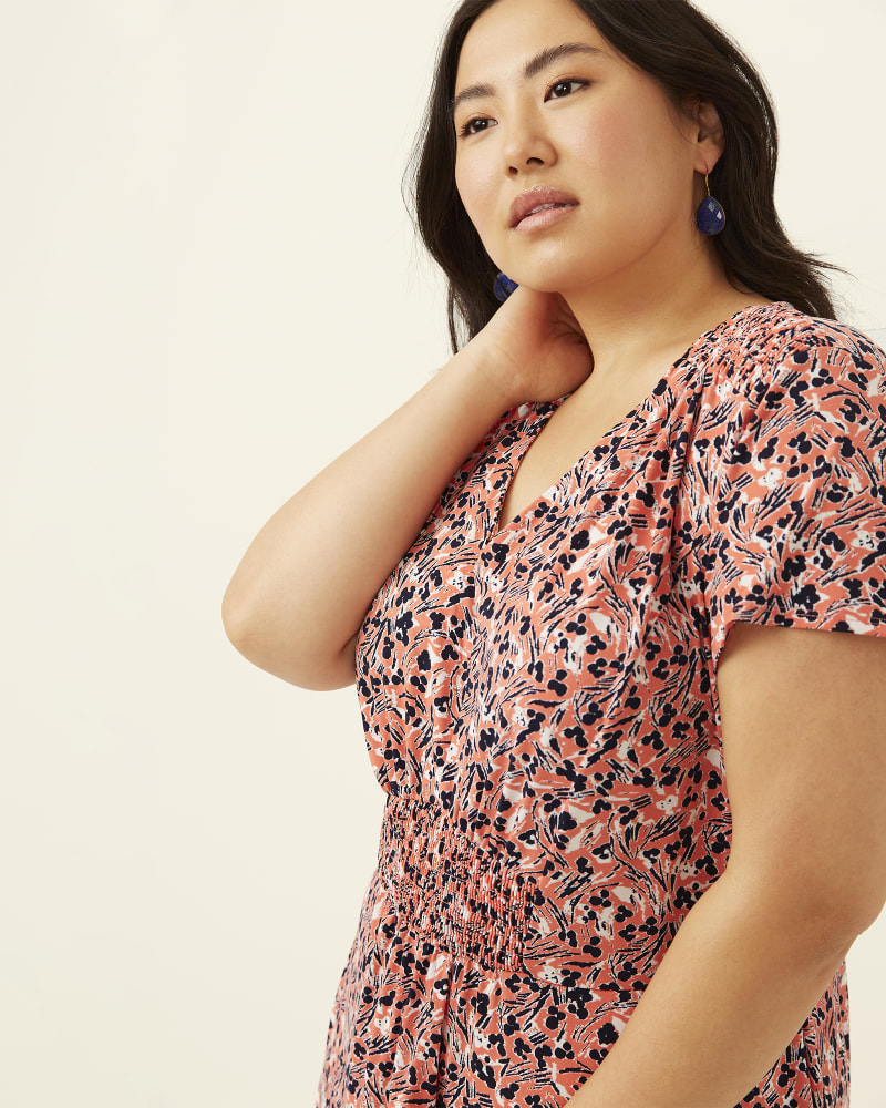 Front of plus size Julianne Smock Waist Midi Dress by Adorned | Dia&Co | dia_product_style_image_id:192511